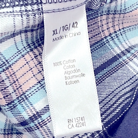 NWT PJ Salvage XL 100% Cotton Blue Pink Plaid Boxer Short Pajama - Picture 8 of 11